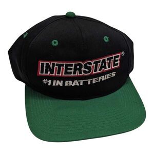 Vintage Interstate Batteries Snapback Hat Adjustable Black‎ Green Milano Hat